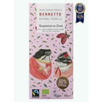 Bennetto Organic Dark Chocolate Raspberries (60% Cocoa) 100g