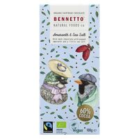 Bennetto Organic Dark Chocolate Amaranth & Sea Salt (60% Cocoa) 100g