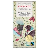 Bennetto Organic Dark Chocolate Toasted Hazelnut (70% Cocoa) 80g