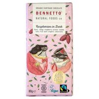 Bennetto Organic Dark Chocolate Raspberries (60% Cocoa) 80g