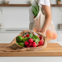 The Keeper Short Handle String Bag (Organic Cotton) - Avocado Handle - 1 Bag