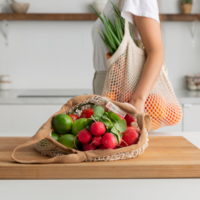 The Keeper Short Handle String Bag (Organic Cotton) - Paprika Handle - 1 Bag