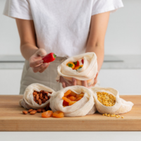 The Keeper Diamond Weave Produce Bag Drawstring - Paprika - 3 Pack