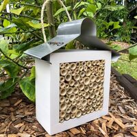 ABeeC Hives Painted Solitary Native Bee Hotel Australian Ladybird and Insect House All Bamboo Small