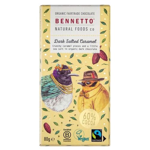 Bennetto Organic Dark Chocolate Salted Caramel (60% Cocoa) 80g