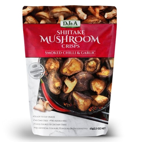 DJ&A Shiitake Mushroom Crisps Smoked Chilli & Garlic 65g [Shortdated BBD: May-26]