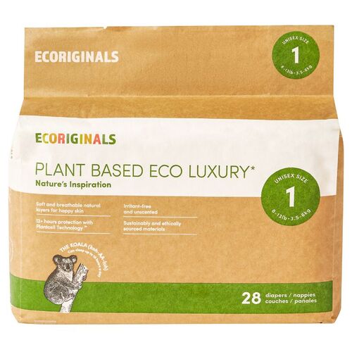Ecoriginals Newborn Plus Nappies Size 1 (Up to 5kg) 30 per bag