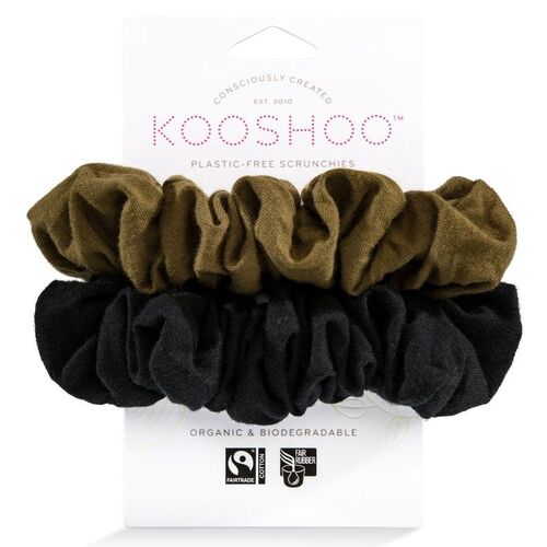 KOOSHOO Plastic-free Scrunchies Black Olive (Organic) 2 pack