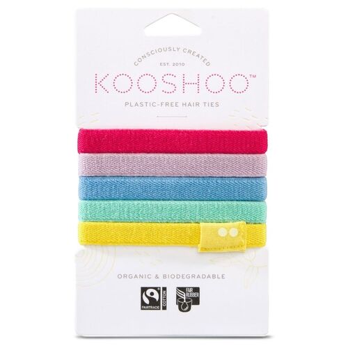 KOOSHOO Plastic-free Hair Ties Rainbow (Organic) 5 pack
